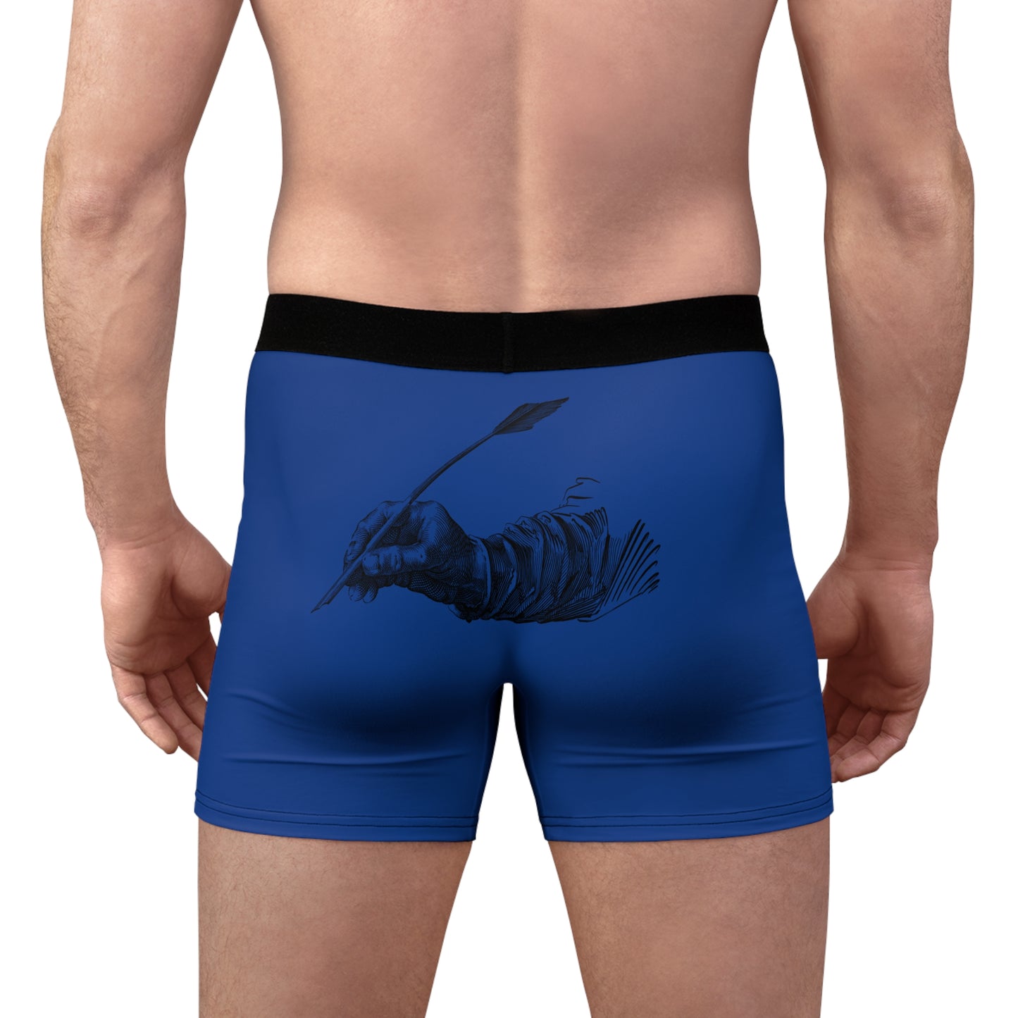 Men's Boxer Briefs: Writing Dark Blue