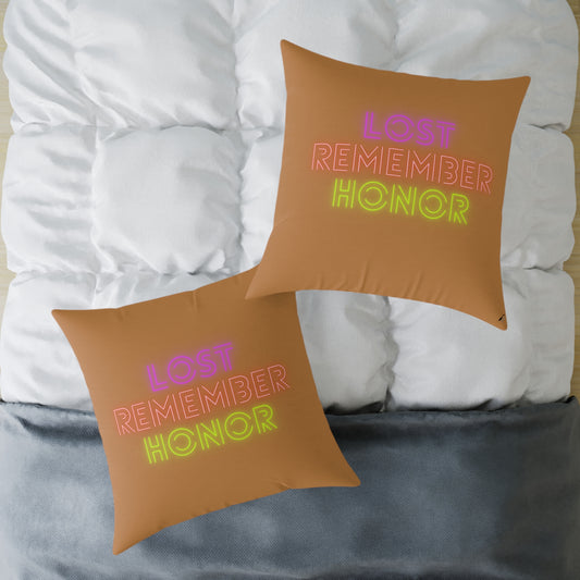 Spun Polyester Pillow: Lost Remember Honor Lite Brown