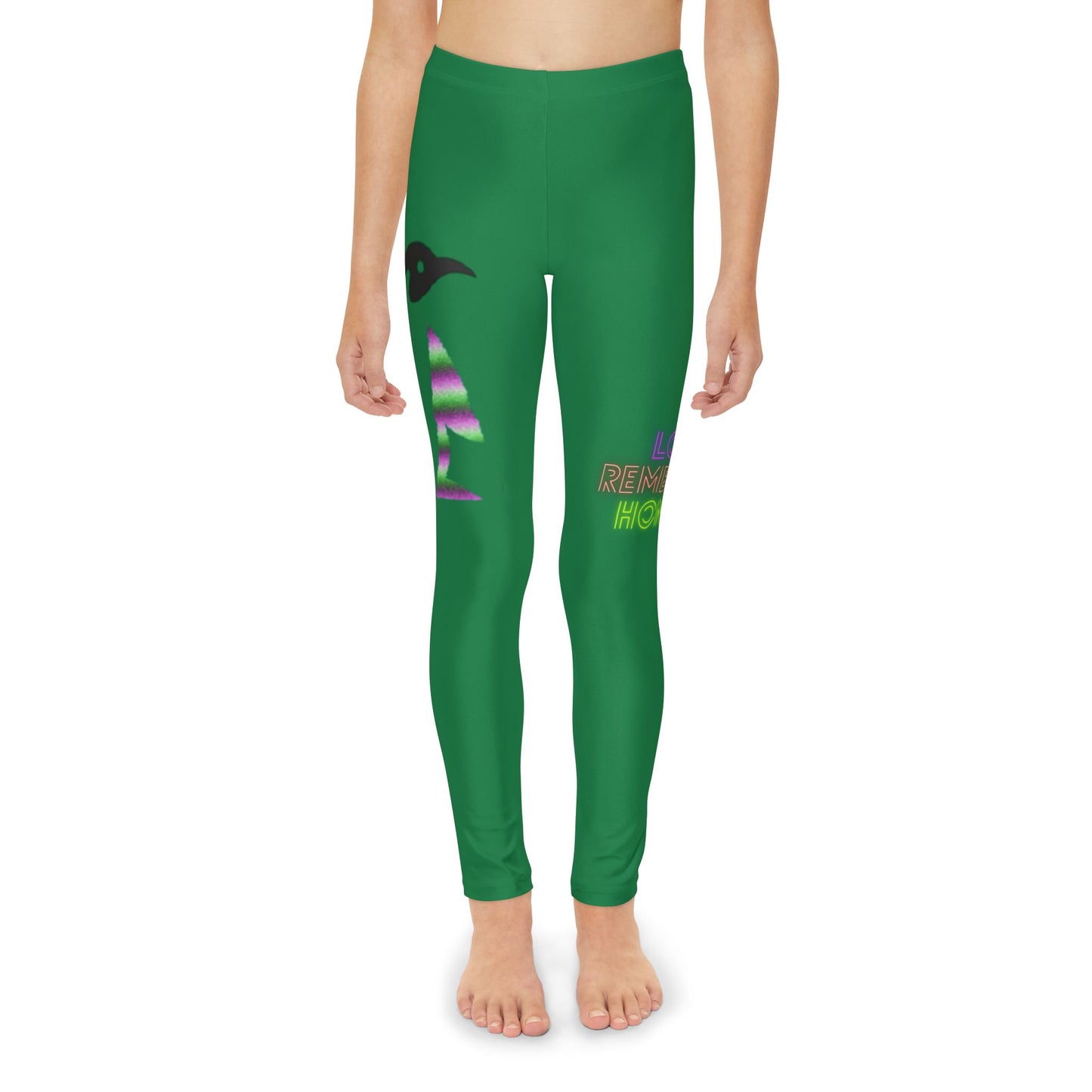 Youth Full-Length Leggings: Crazy Penguin World Logo Dark Green