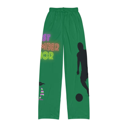 Kids Pajama Pants: Soccer Dark Green