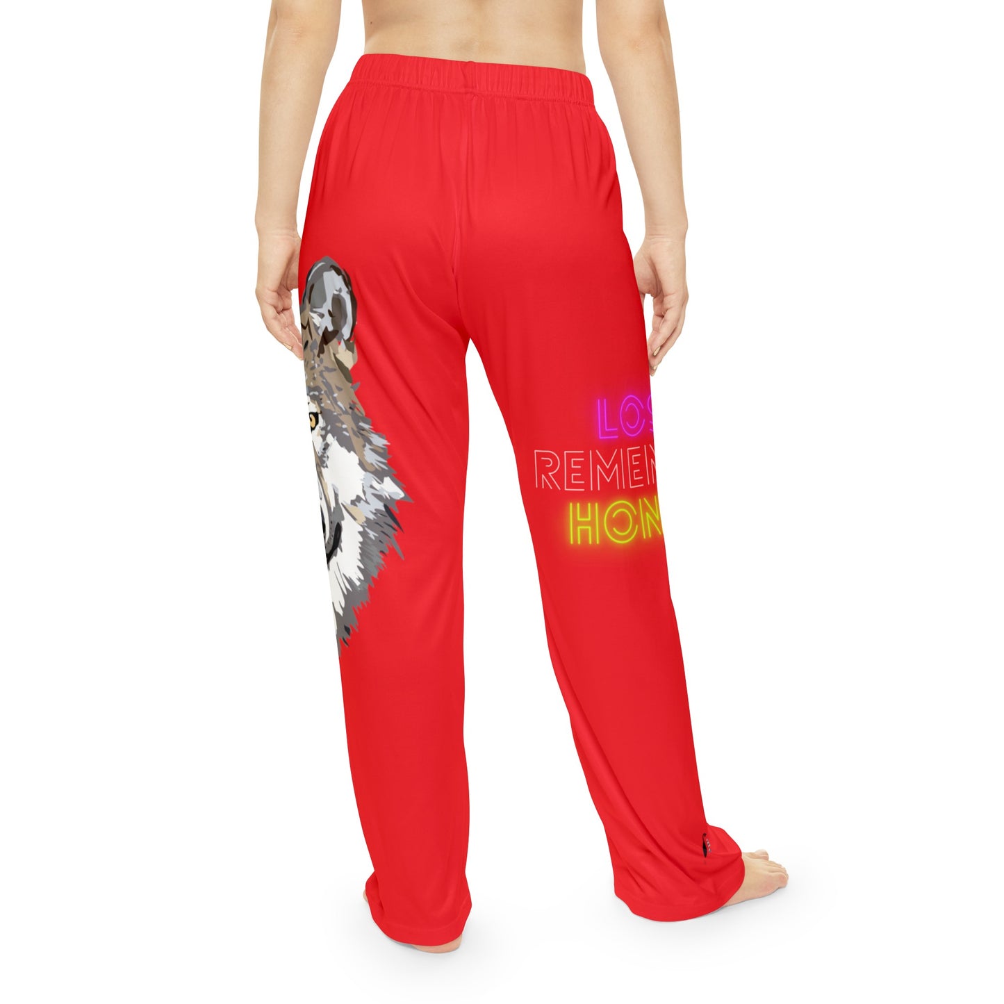 Women's Pajama Pants: Wolves Red