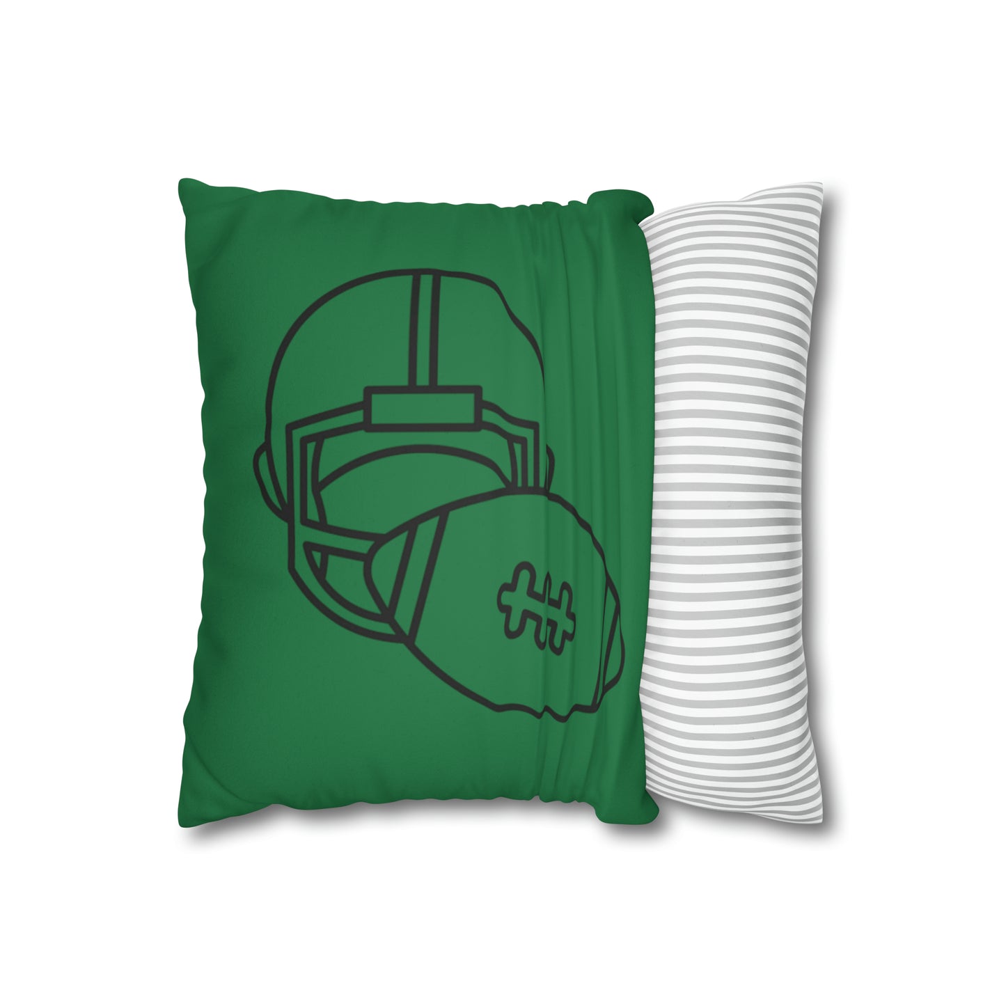 Faux Suede Square Pillow Case: Football Dark Green