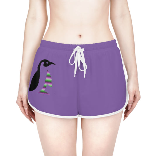 Women's Relaxed Shorts: Crazy Penguin World Logo Lite Purple