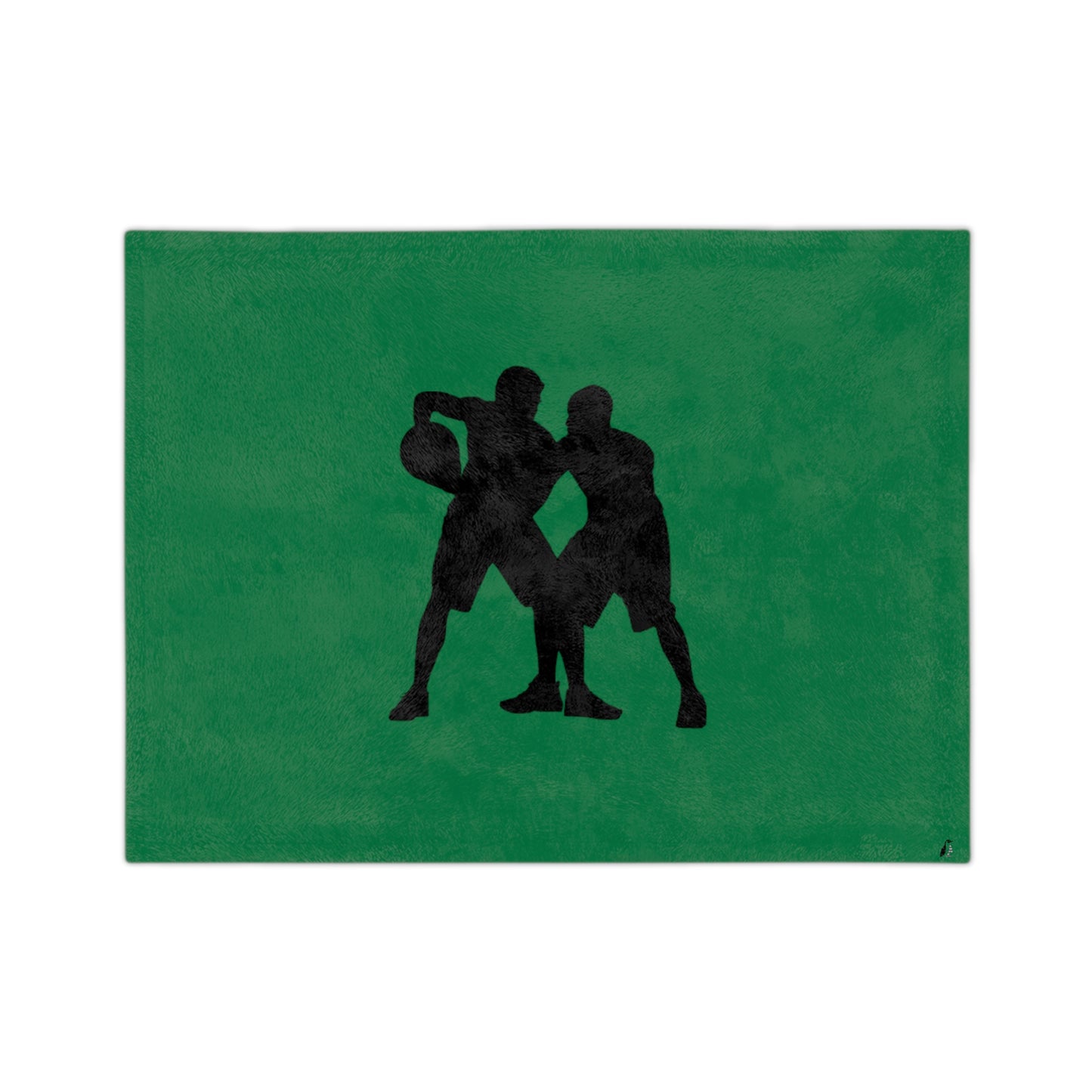 Velveteen Minky Blanket: Basketball Dark Green