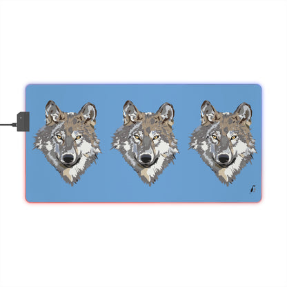 LED Gaming Mouse Pad: Wolves Lite Blue