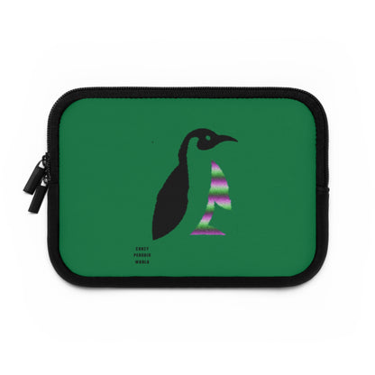 Laptop Sleeve: Crazy Penguin World Logo Dark Green