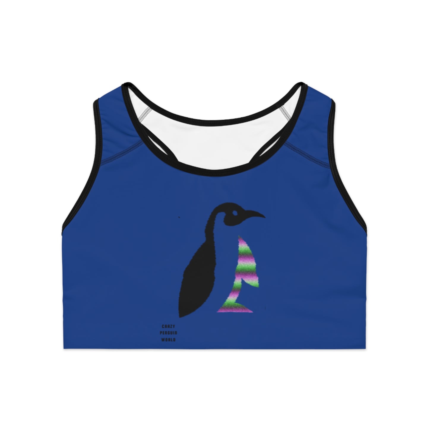 Sports Bra: Crazy Penguin World Logo Dark Blue