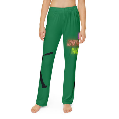 Kids Pajama Pants: Baseball Dark Green