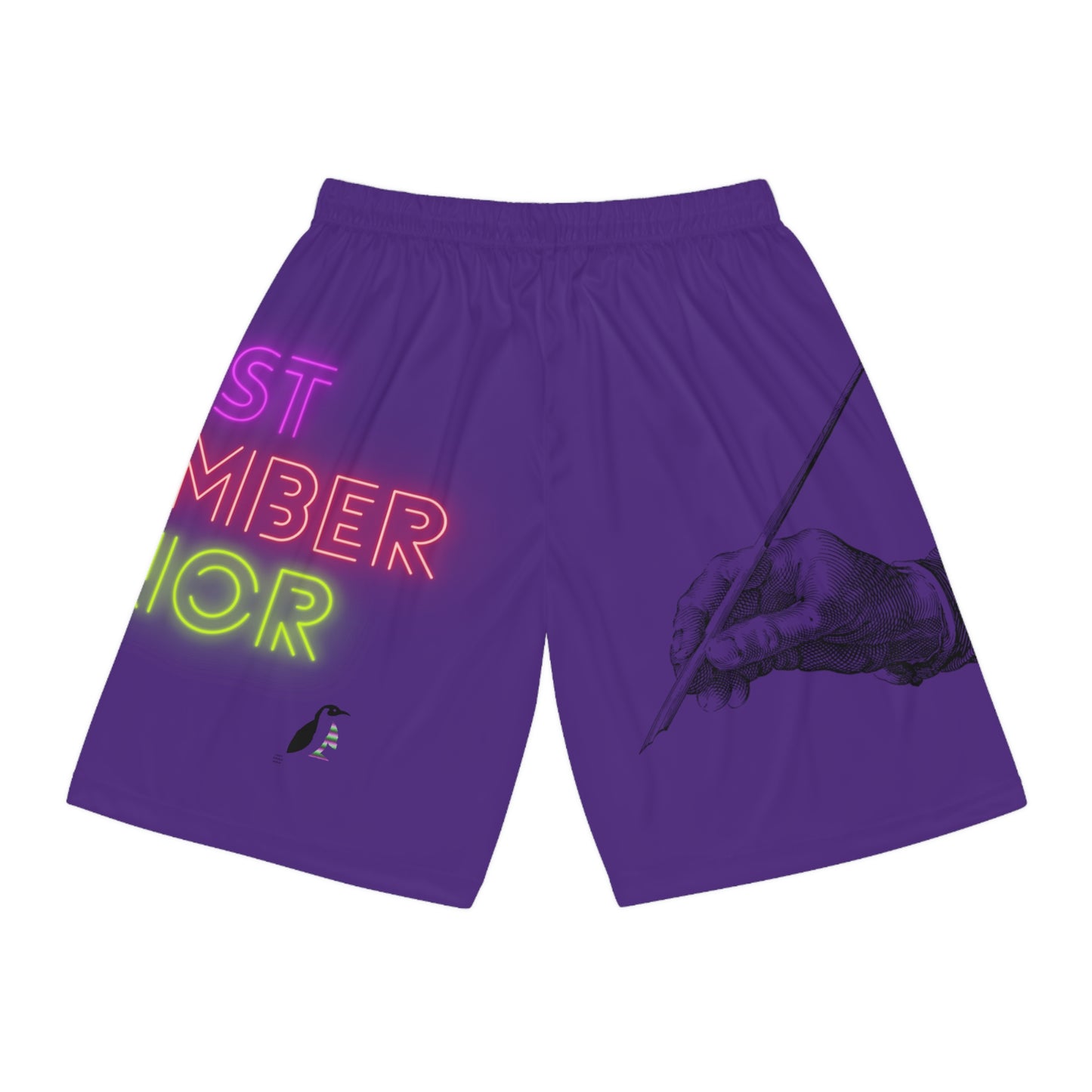 Basketball Shorts: Writing Purple