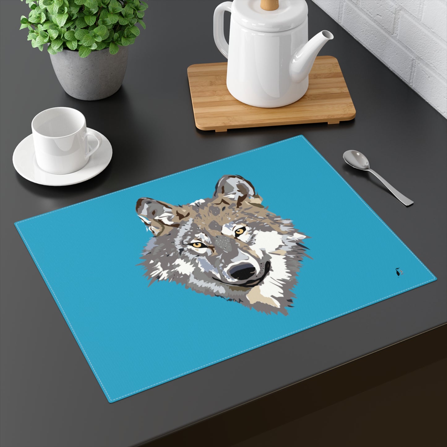 Placemat, 1pc: Wolves Turquoise