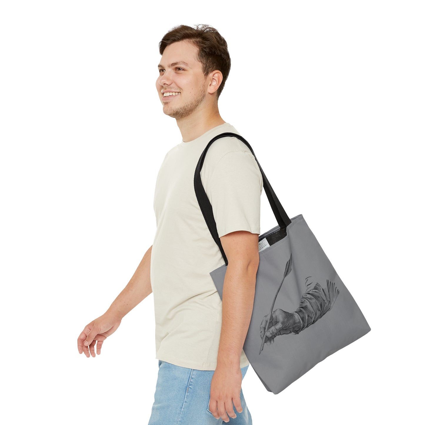 Tote Bag: Writing Grey