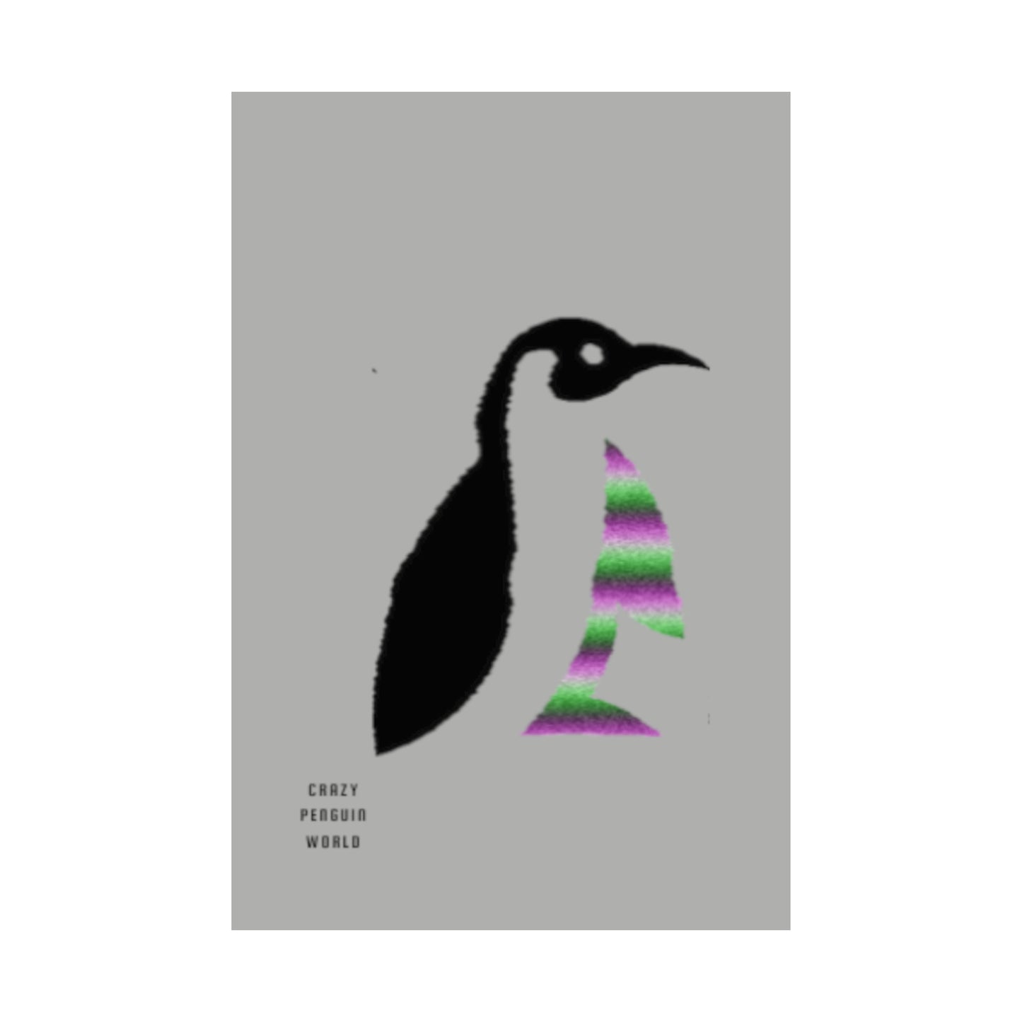 Premium Matte Vertical Posters: Crazy Penguin World Logo Lite Grey