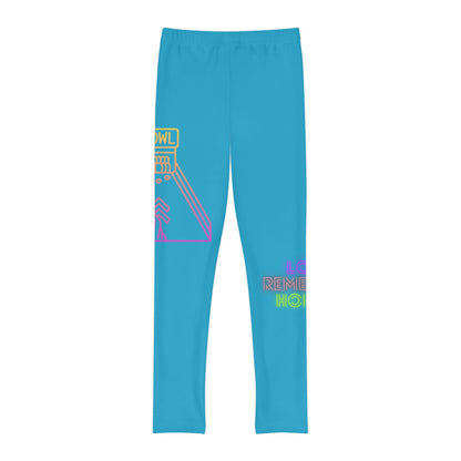 Youth Full-Length Leggings: Bowling Turquoise