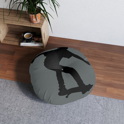 Tufted Floor Pillow, Round: Skateboarding Dark Grey
