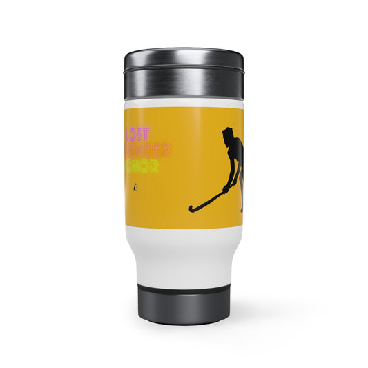 Stainless Steel Travel Mug with Handle, 14oz: Hockey Yellow