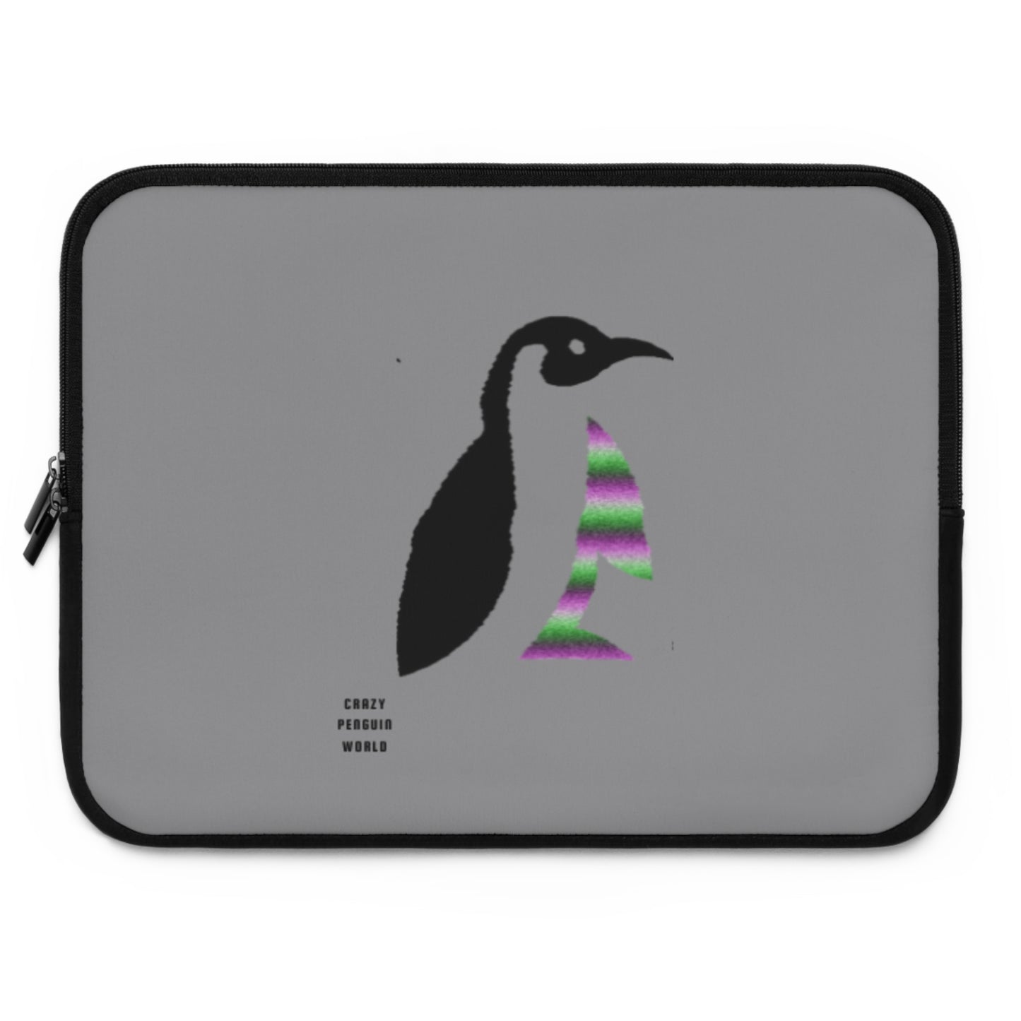 Laptop Sleeve: Crazy Penguin World Logo Grey