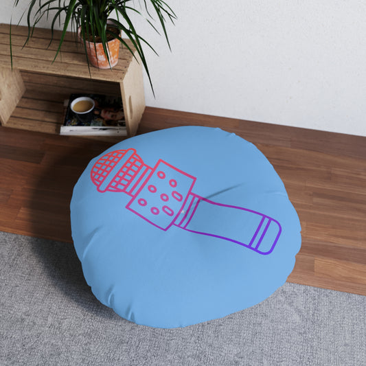 Tufted Floor Pillow, Round: Music Lite Blue