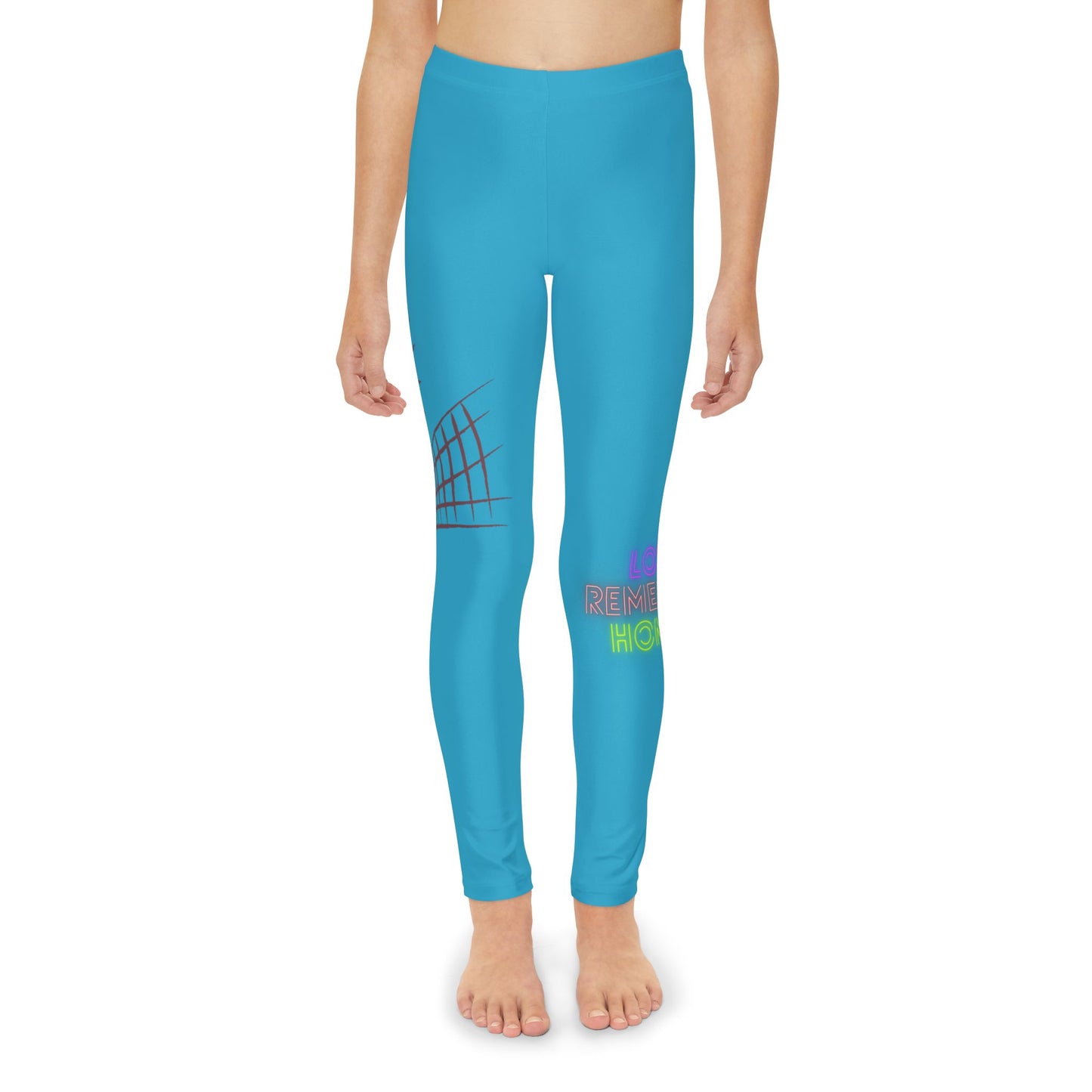 Youth Full-Length Leggings: Volleyball Turquoise