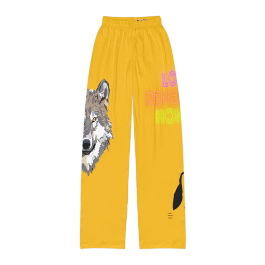 Kids Pajama Pants: Wolves Yellow