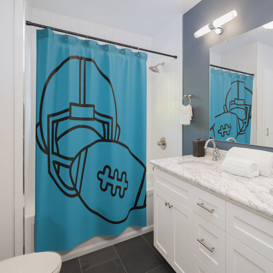 Shower Curtains: #1 Football Turquoise