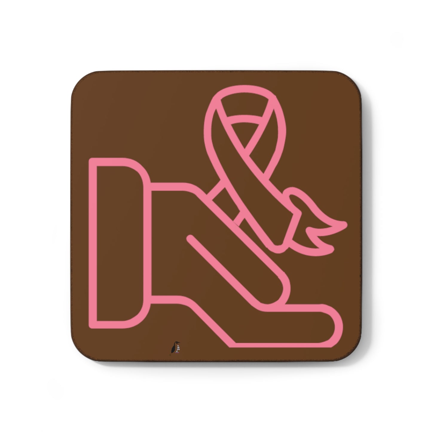 Hardboard Back Coaster: Fight Cancer Brown