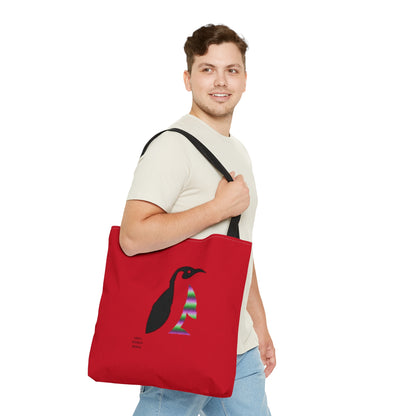 Tote Bag: Crazy Penguin World Logo Dark Red