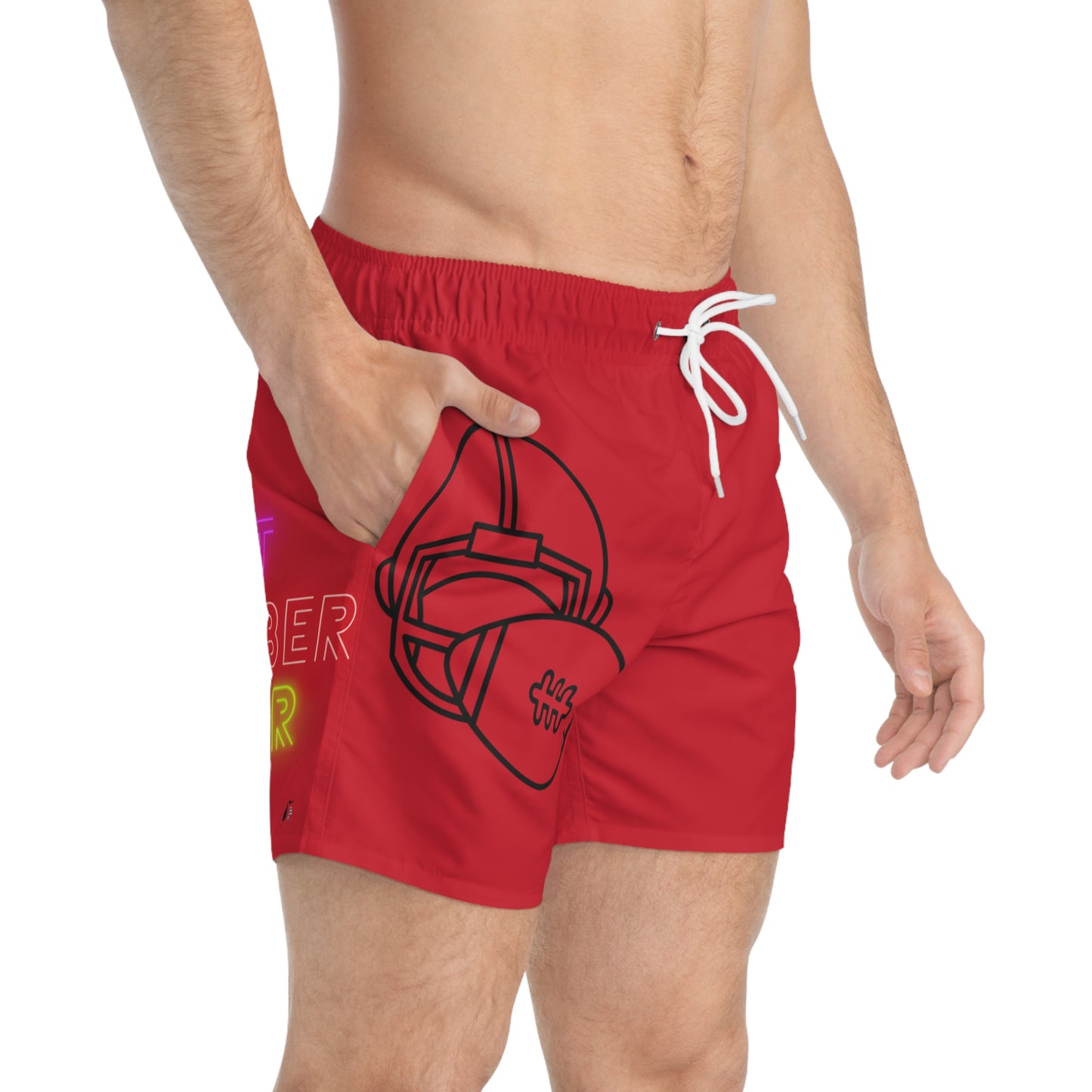 Swim Trunks: Football Dark Red