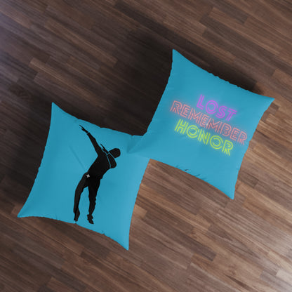Tufted Floor Pillow, Square: Dance Turquoise