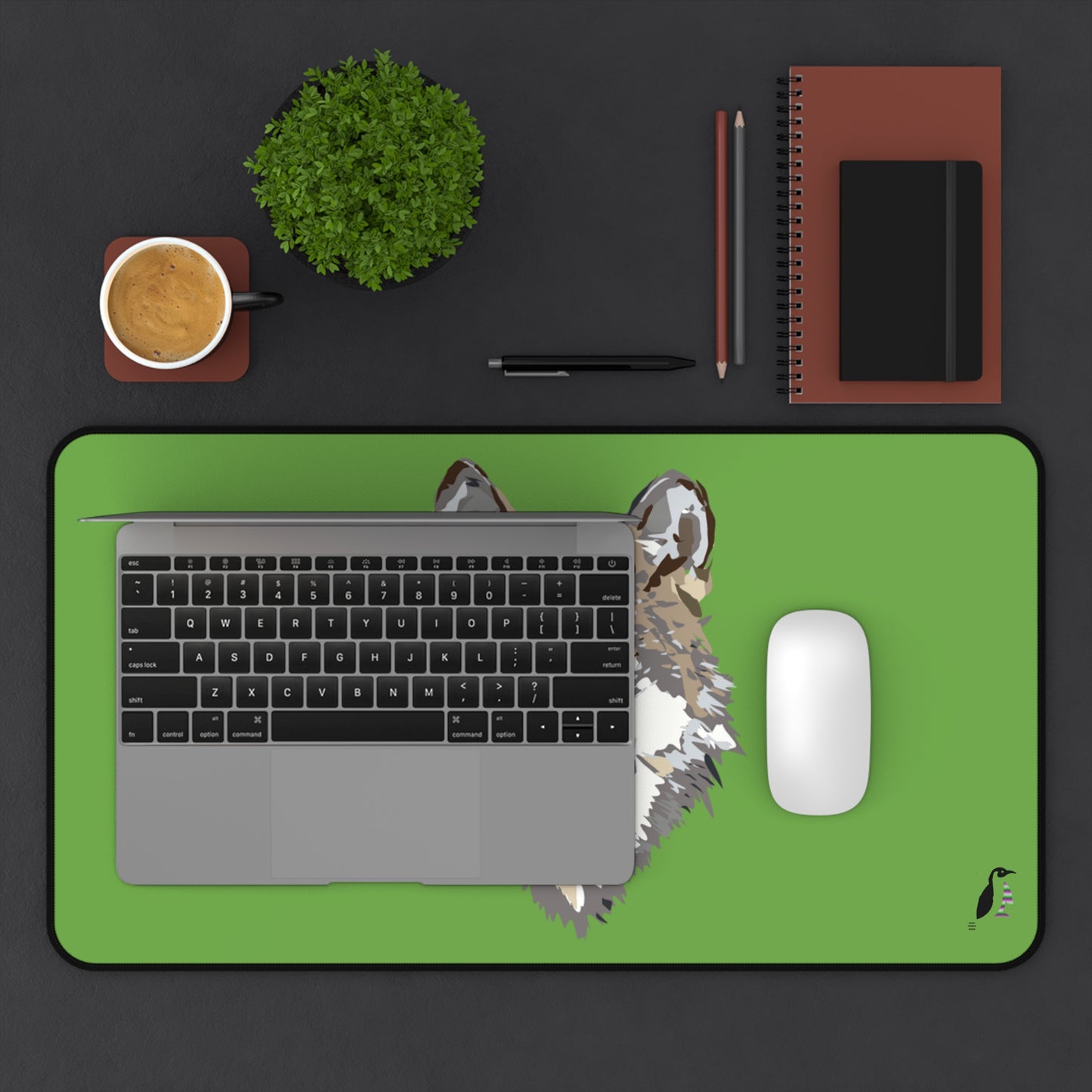 Desk Mat: Wolves Green