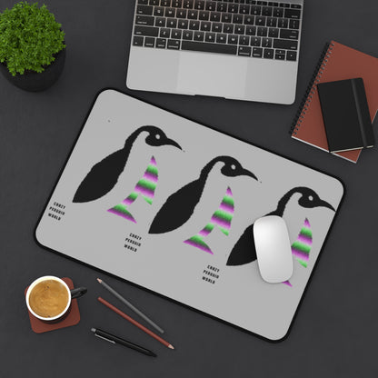 Desk Mat: Crazy Penguin World Logo Lite Grey