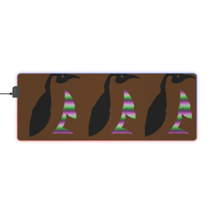 LED Gaming Mouse Pad: Crazy Penguin World Logo Brown