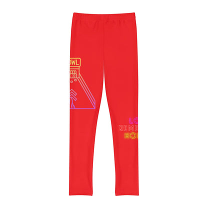 Youth Full-Length Leggings: Bowling Red