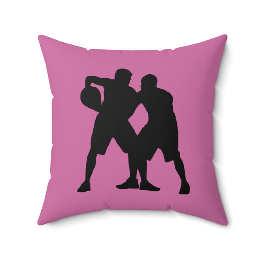 Spun Polyester Square Pillow: Basketball Lite Pink