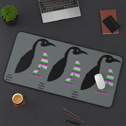 Desk Mat: Crazy Penguin World Logo Dark Grey