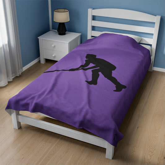 Velveteen Plush Blanket: Hockey Lite Purple