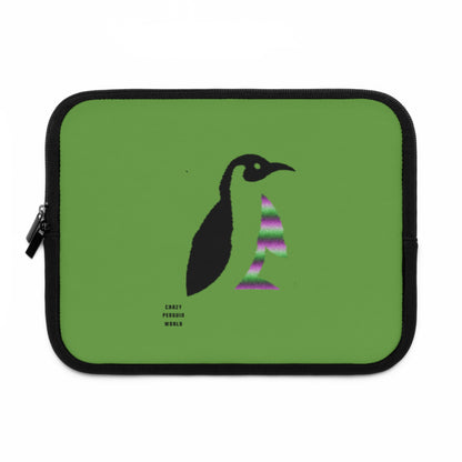 Laptop Sleeve: Crazy Penguin World Logo Green