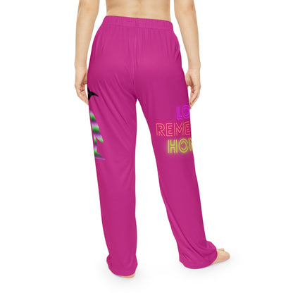 Women's Pajama Pants: Crazy Penguin World Logo Pink