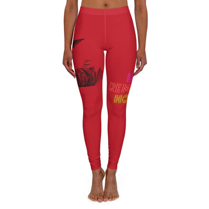 Women's Spandex Leggings: Writing Dark Red