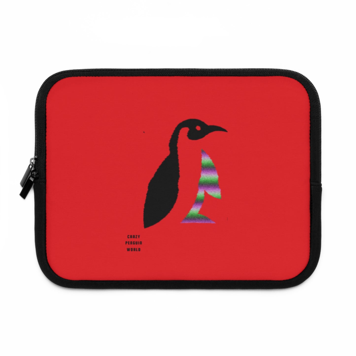 Laptop Sleeve: Crazy Penguin World Logo Red