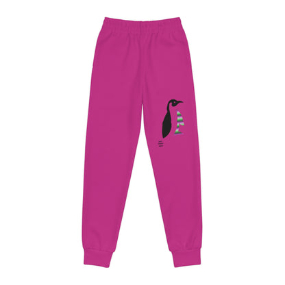 Youth Joggers: Crazy Penguin World Logo Pink