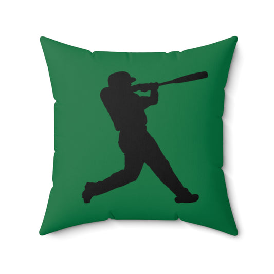 Spun Polyester Square Pillow: Baseball Dark Green
