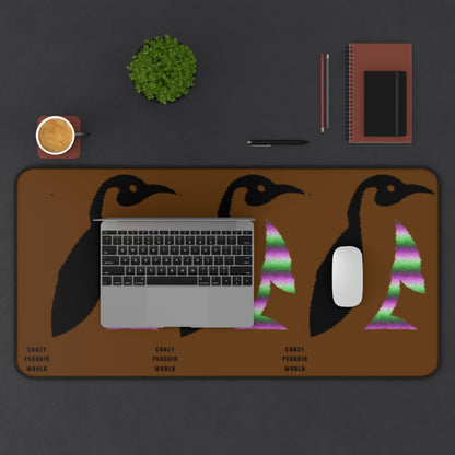 Desk Mat: Crazy Penguin World Logo Brown