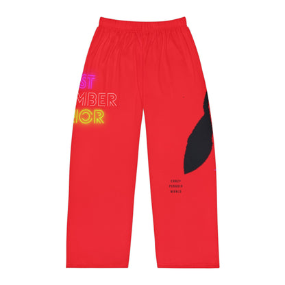 Men's Pajama Pants: Crazy Penguin World Logo Red