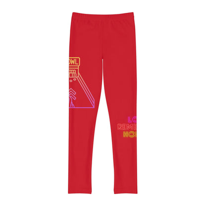 Youth Full-Length Leggings: Bowling Dark Red