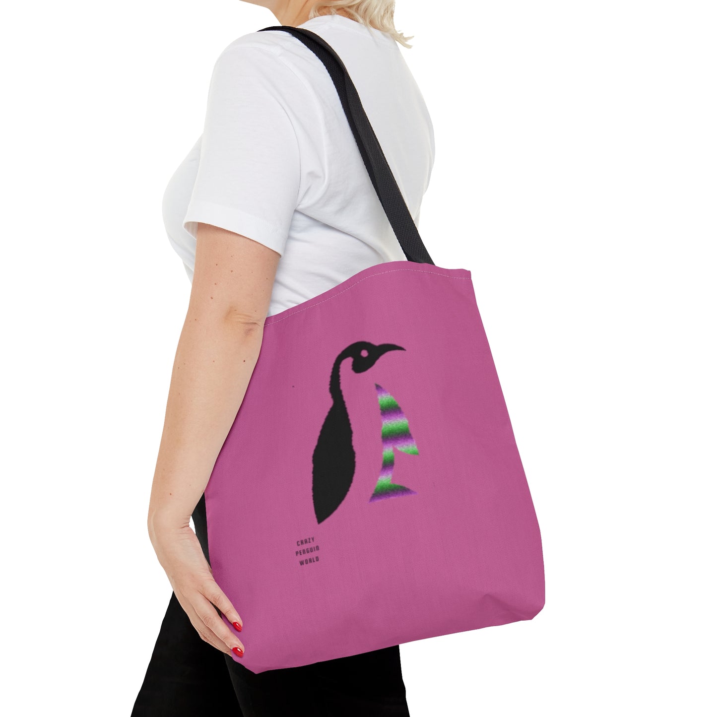 Tote Bag: Crazy Penguin World Logo Lite Pink