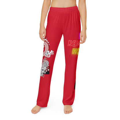 Kids Pajama Pants: Dragons Dark Red