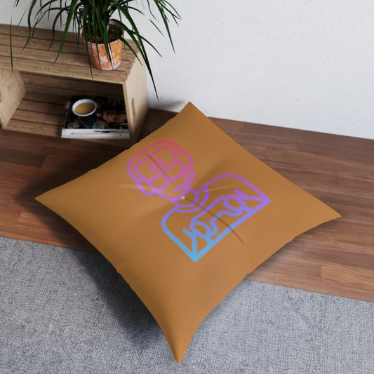 Tufted Floor Pillow, Square: Gaming Lite Brown