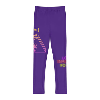 Youth Full-Length Leggings: Bowling Purple