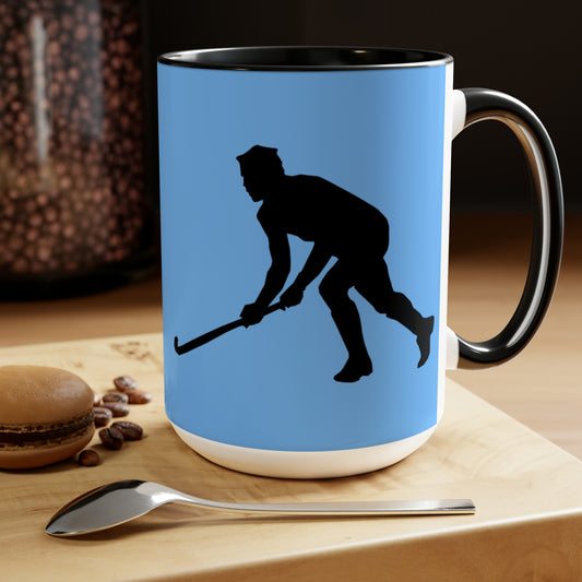 Two-Tone Coffee Mugs, 15oz: Hockey Lite Blue