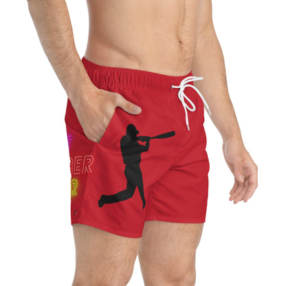 Swim Trunks: Baseball Dark Red